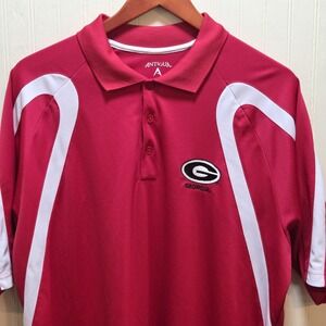 Georgia Bulldogs Polo Shirt Mens XL Red NCAA Football Antigua Performance